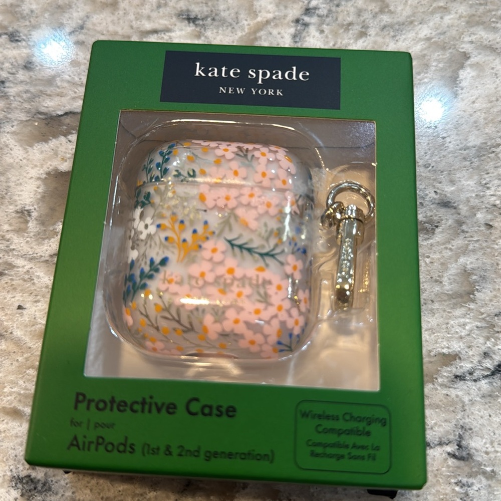 Kate Spade Floral AirPods Case Clear Protective Cover Gen 1 & 2 NIB - Picture 3 of 9